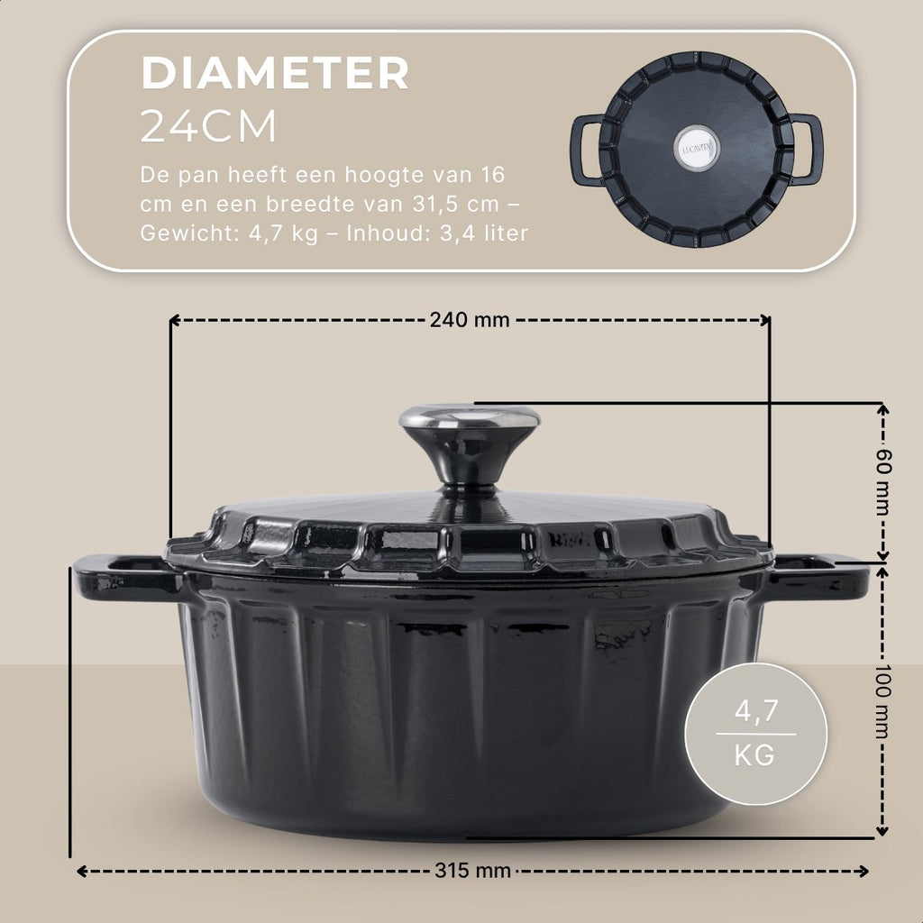 Braadpan Gietijzer Emaille 3.4L
