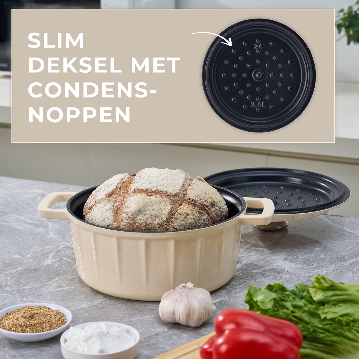 Braadpan Gietijzer Emaille 3.4L