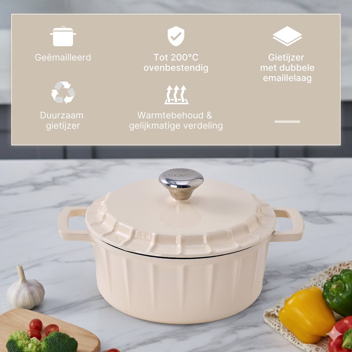 Braadpan Gietijzer Emaille 3.4L