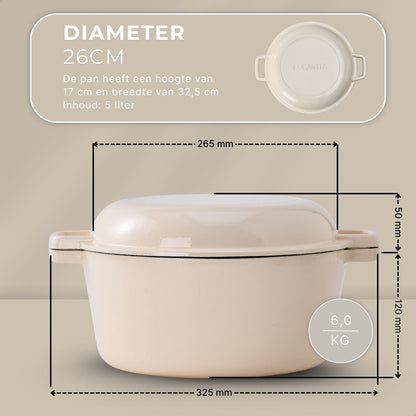 Braadpan Gietijzer Emaille 5.0L