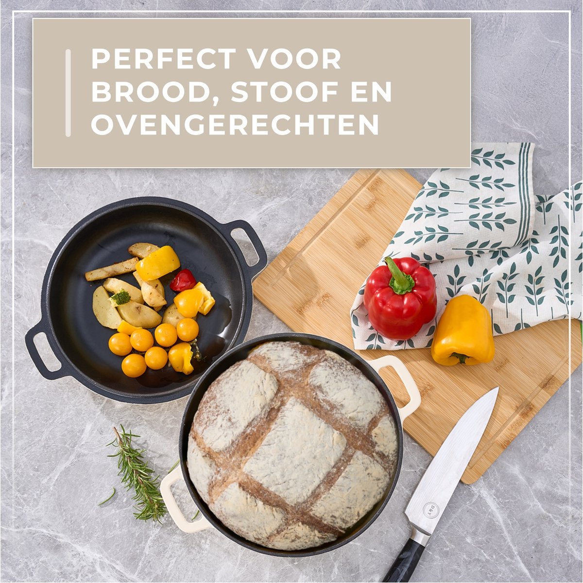 Braadpan Gietijzer Emaille 5.0L