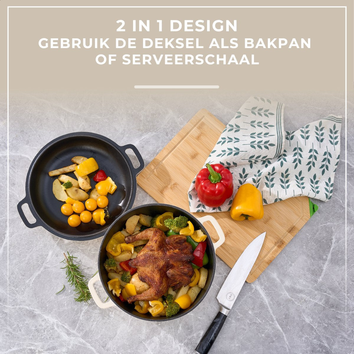 Braadpan Gietijzer Emaille 5.0L