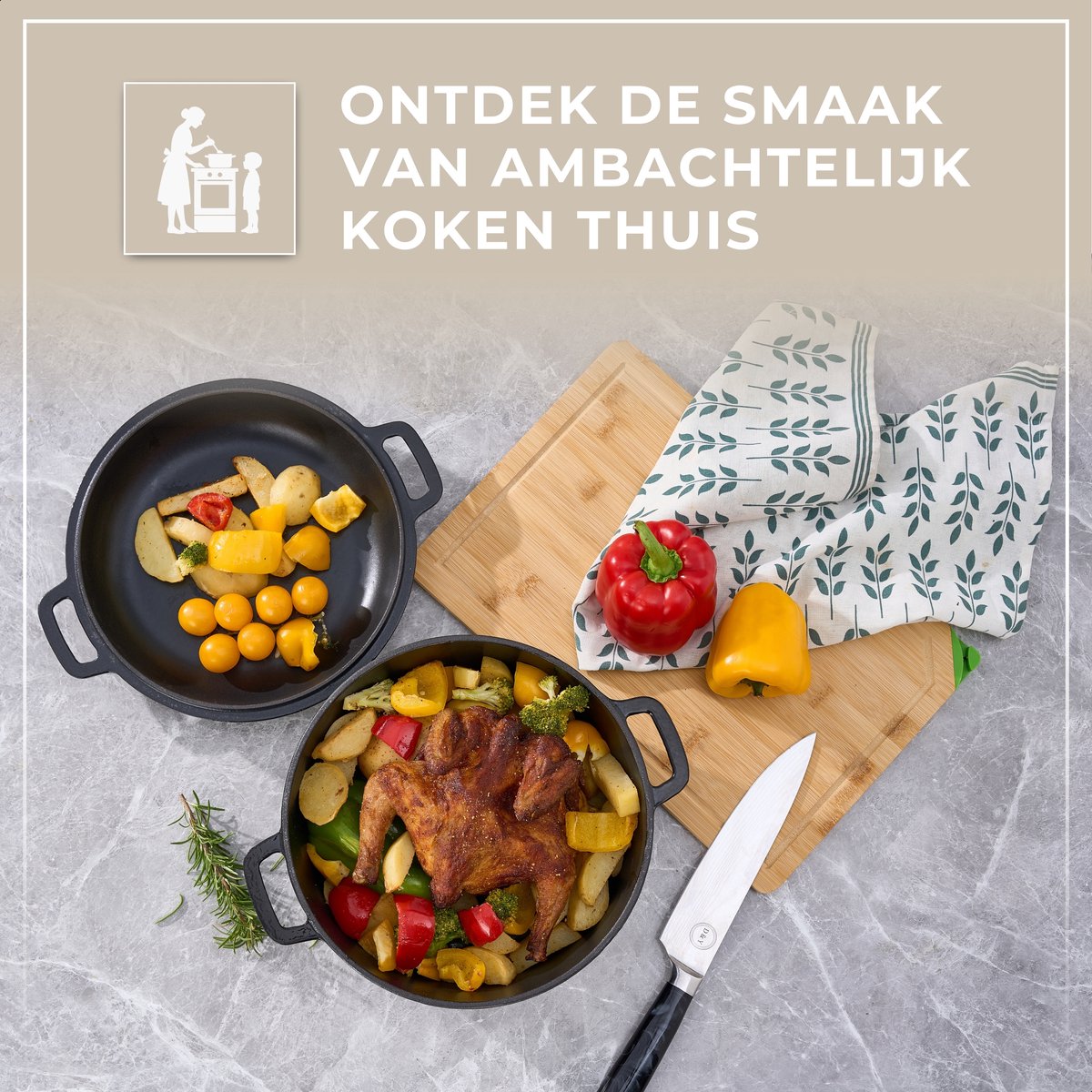 Braadpan Gietijzer Emaille 5.0L